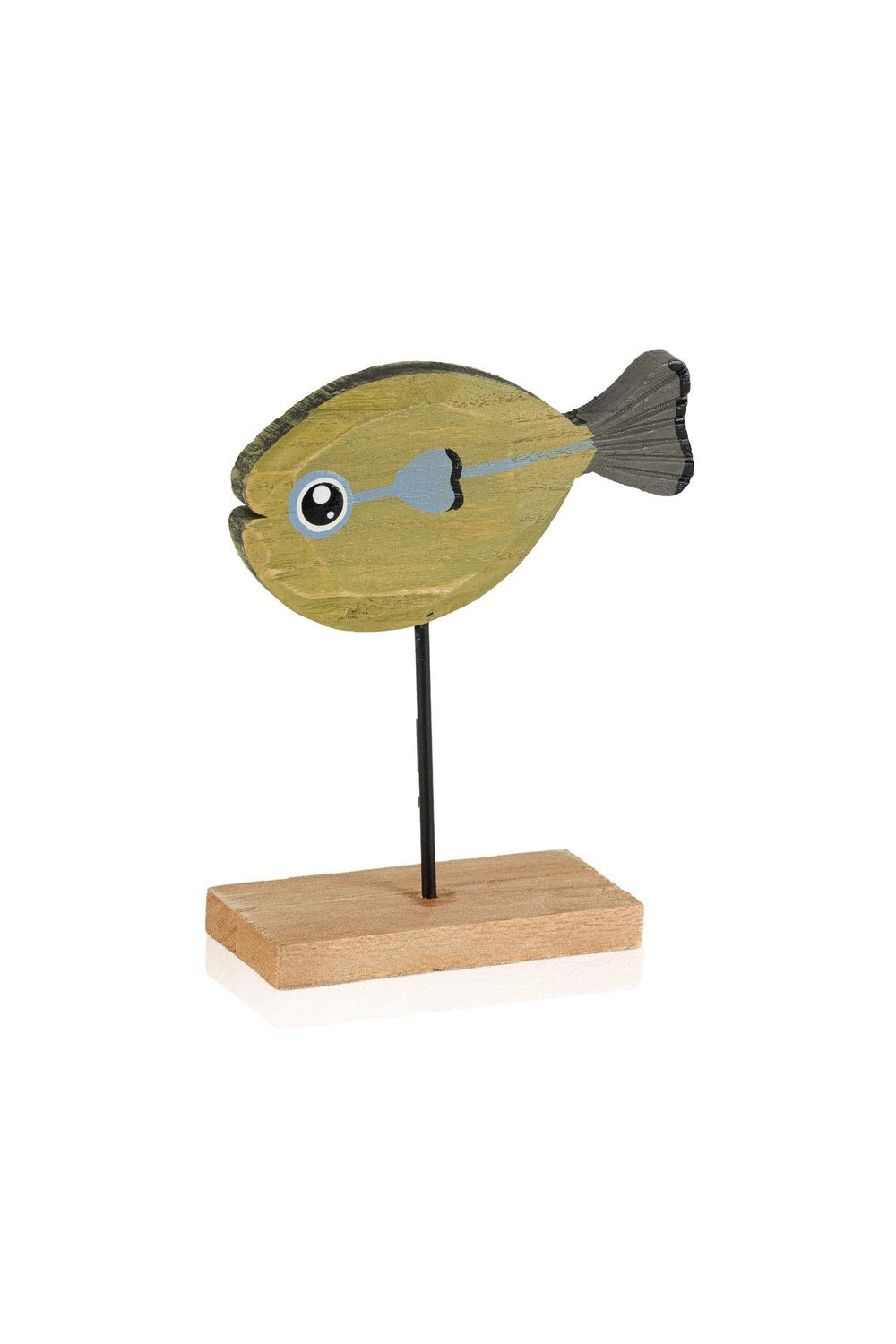 Retro Ahşap Balık Figürlü Masaüstü Obje, 16 Cm - 1