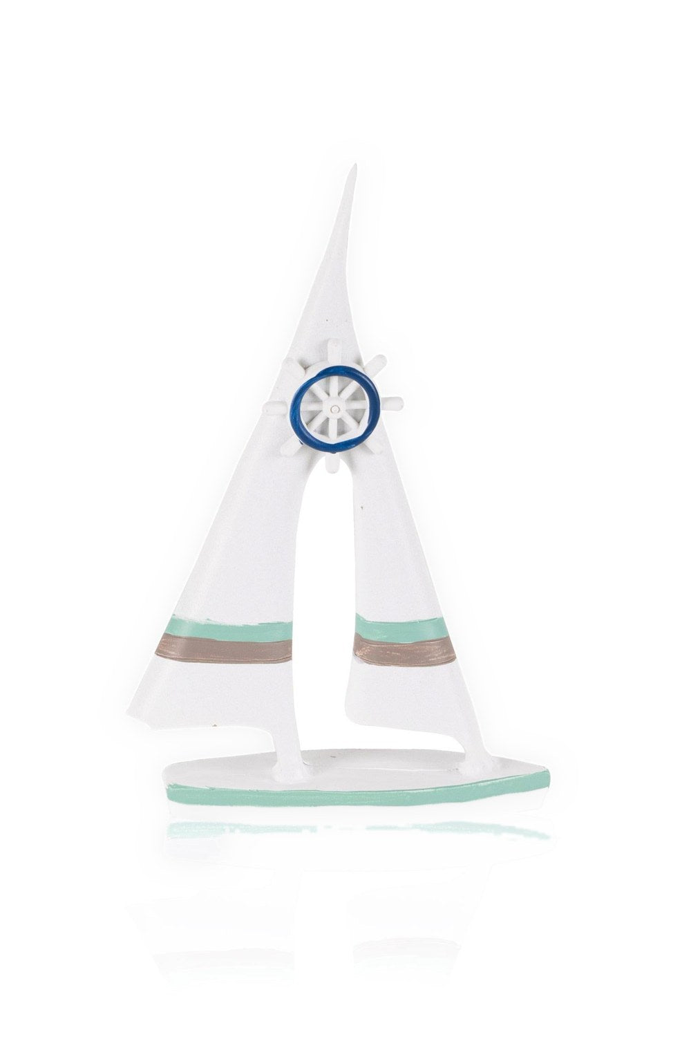 Retro Marin Çift Yelkenli Mavi Dümenli Biblo 19 Cm - 1