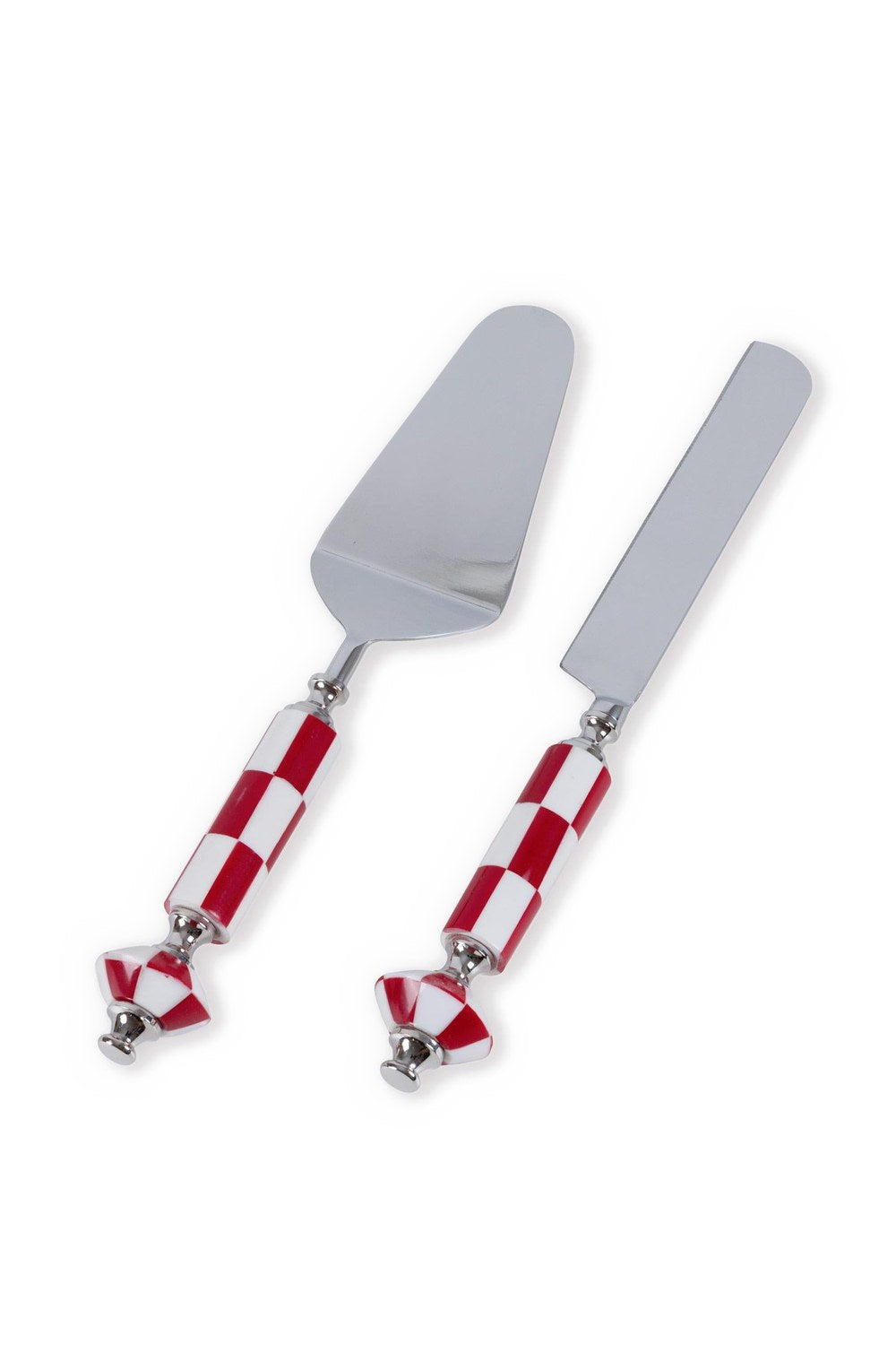 Gingham Pasta Servis Takımı, Kırmızı - Beyaz, 2 Parça - 1