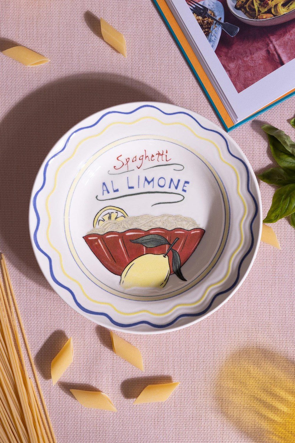 Italian Summer Spaghetti Al Limone Yemek Tabağı, 2'li Set, 22 Cm - 0