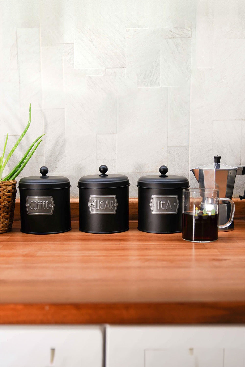 Çay Şeker Kahve Kavanozu, Siyah, 1,30 Lt - 2