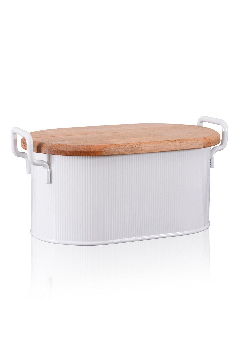 Stripe Ahşap Kapaklı Ekmek Saklama Kutusu Beyaz 40x22x18 Cm - 4
