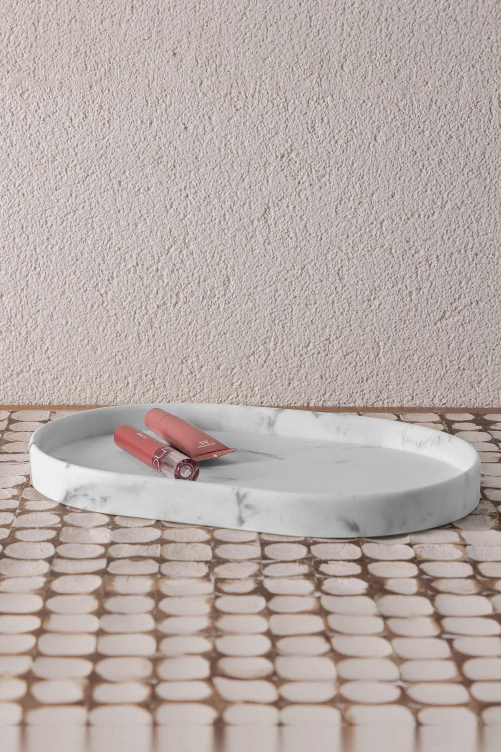 Marble Banyo Tepsisi Beyaz 30x20x3 Cm - 0