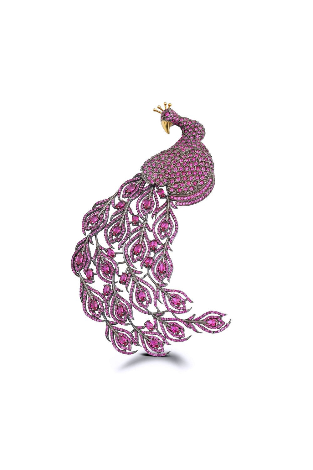 Royalty Of The World Ruby Gösterişli Tavuskuşu Broş - 0
