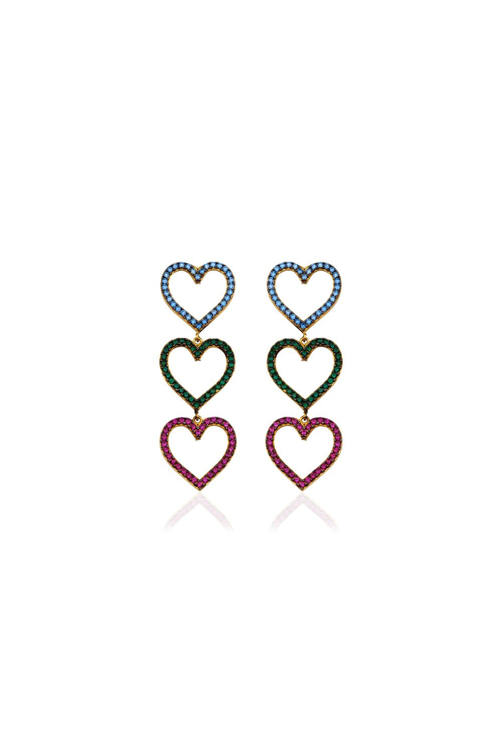 Secret Of Heart Aqua & Yeşil & Ruby Küpe - 0