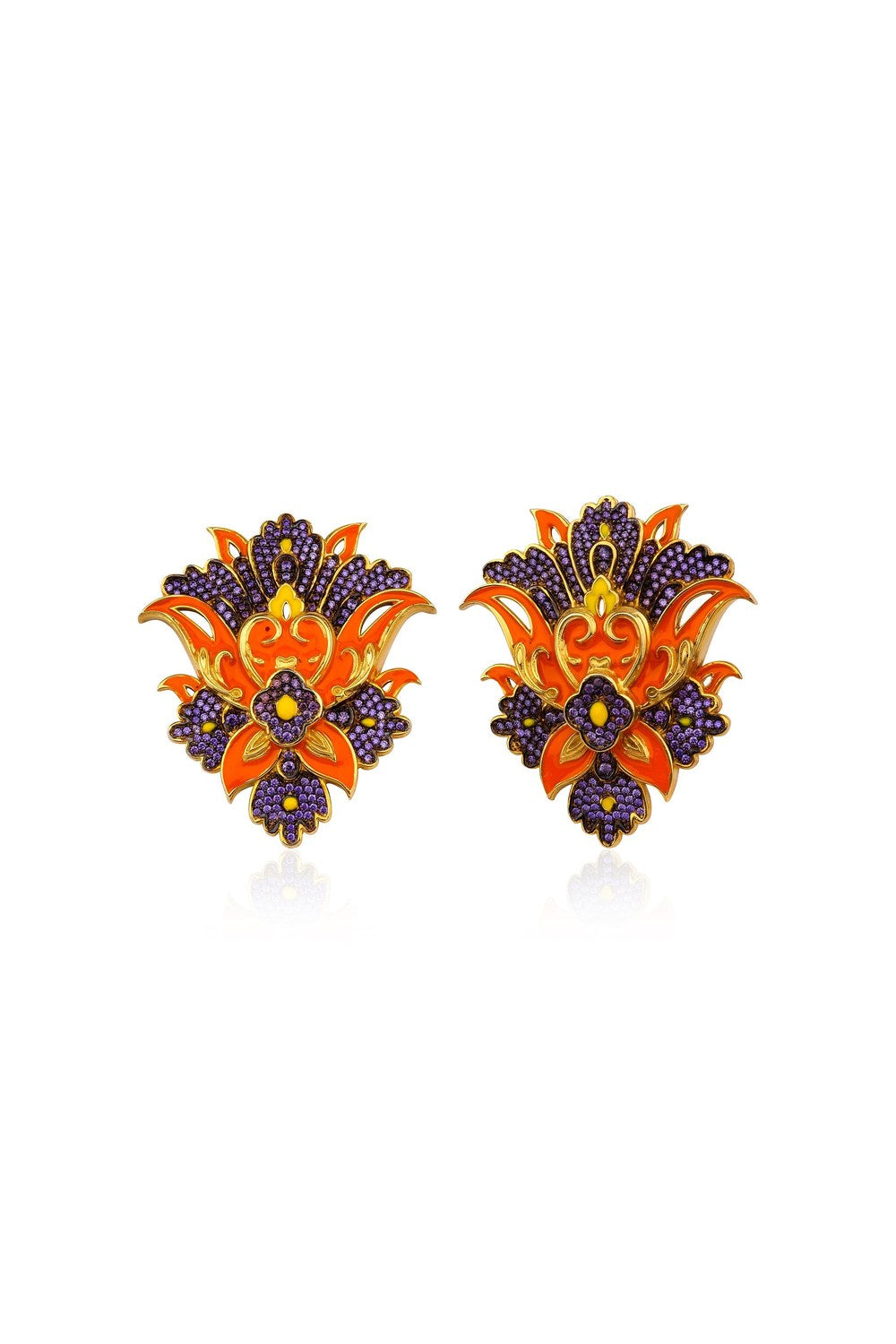 Royal World Mor Taşlı Turuncu Mineli Küpe - 0