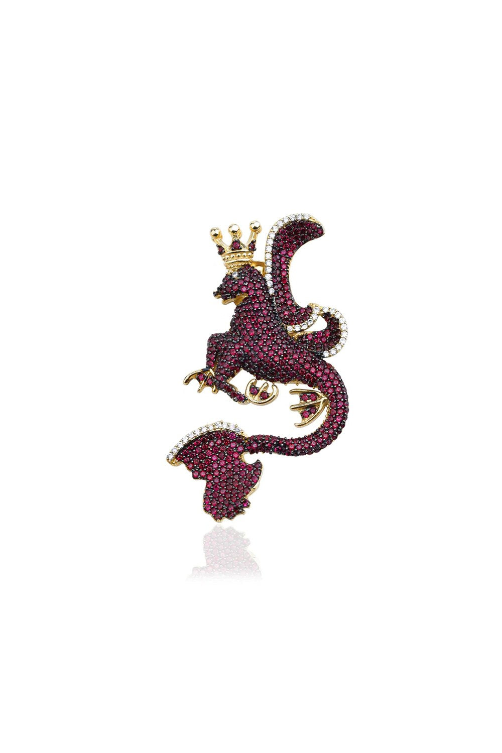 Secret Of Stamboul Burgundy Beyaz Kristal Mitolojik Dragon Kolye / Broş - 0