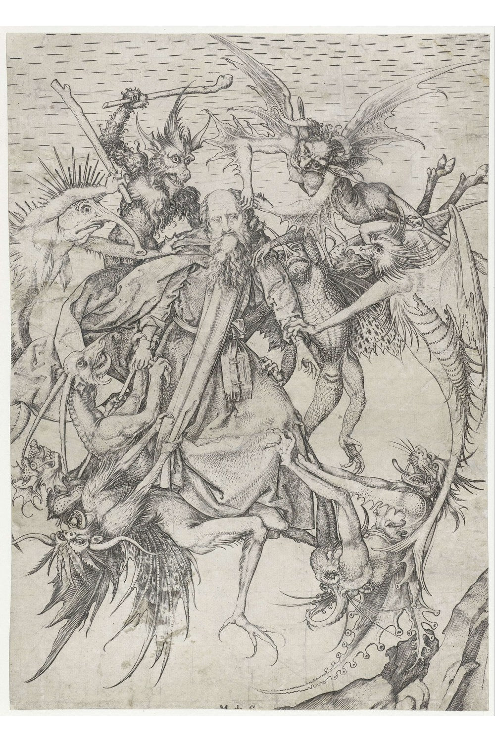 Martin Schongauer - Aziz Antonius'un Baştan Çıkarılması - 1