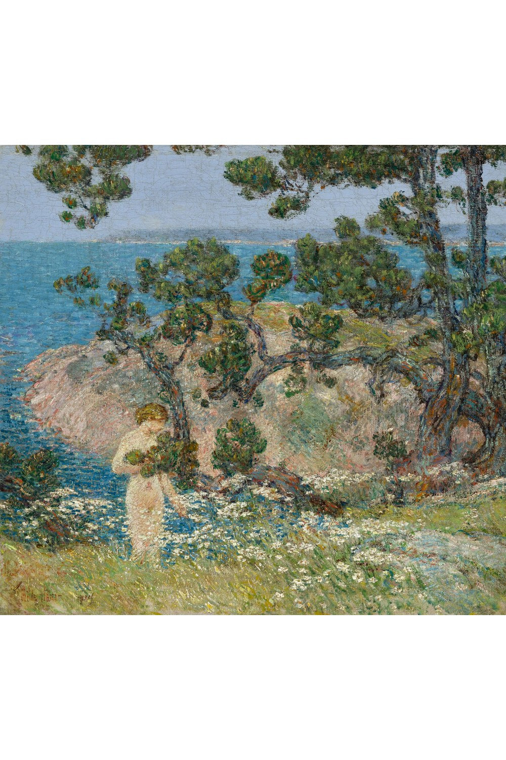 Childe Hassam - Mavi Deniz Ve Yıkanan Figür - 1