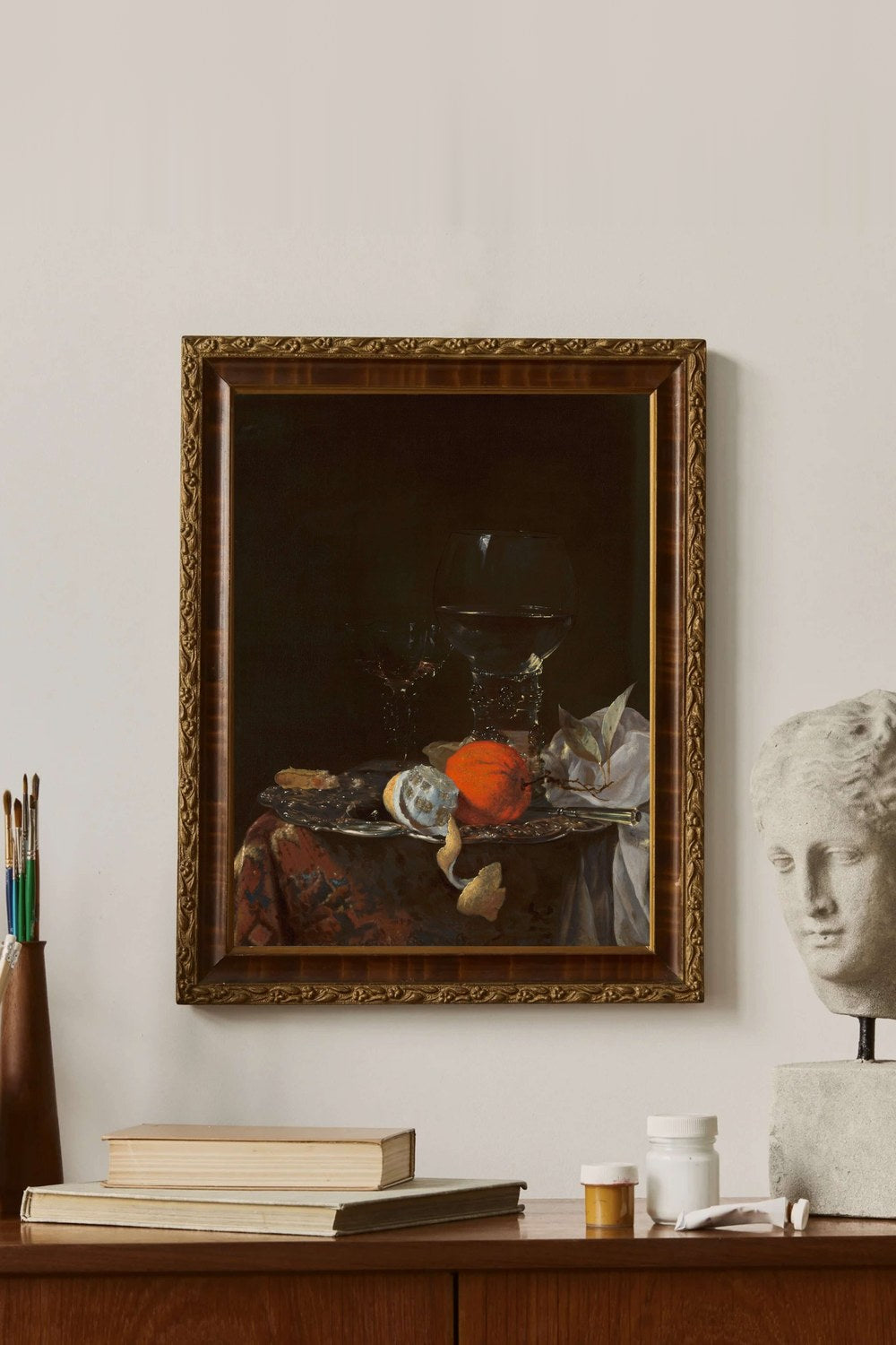 Willem Kalf - Gümüş Tabak Üzerinde Meyve Ve Şarap Kadehleri Ile Natürmort - 2