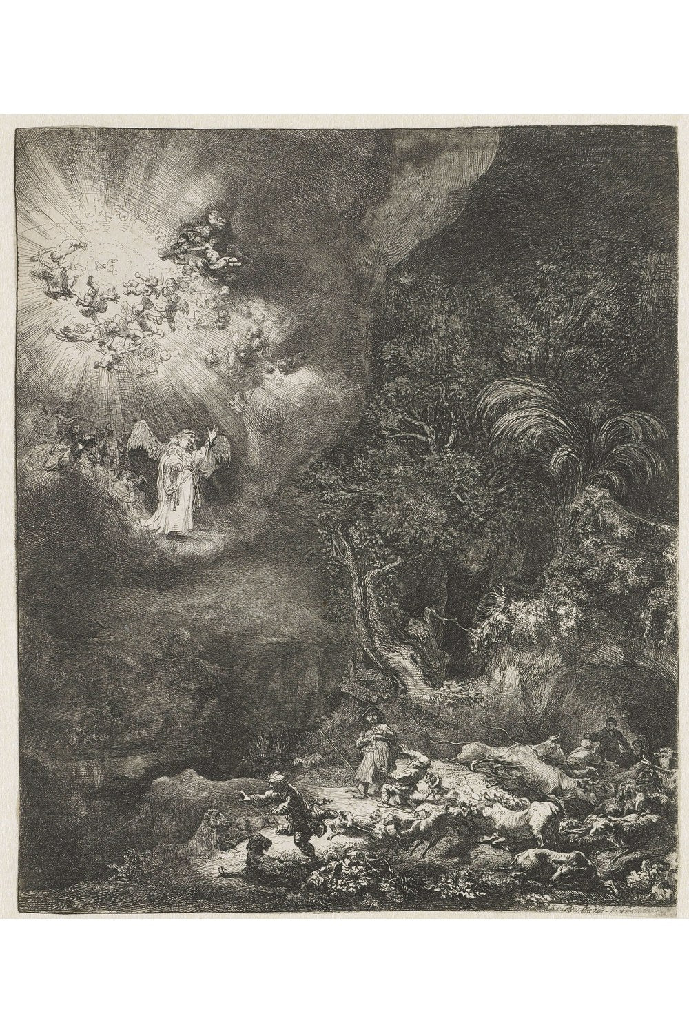 Rembrandt Van Rijn - Çobanlara Görünen Melek - 1