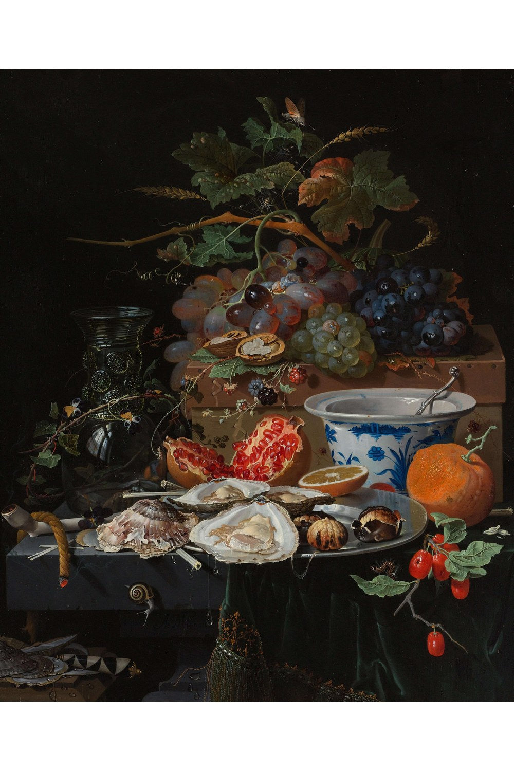 Abraham Mignon - Meyveler İstiridyeler Ve Porselen Kâse Ile Natürmort - 1