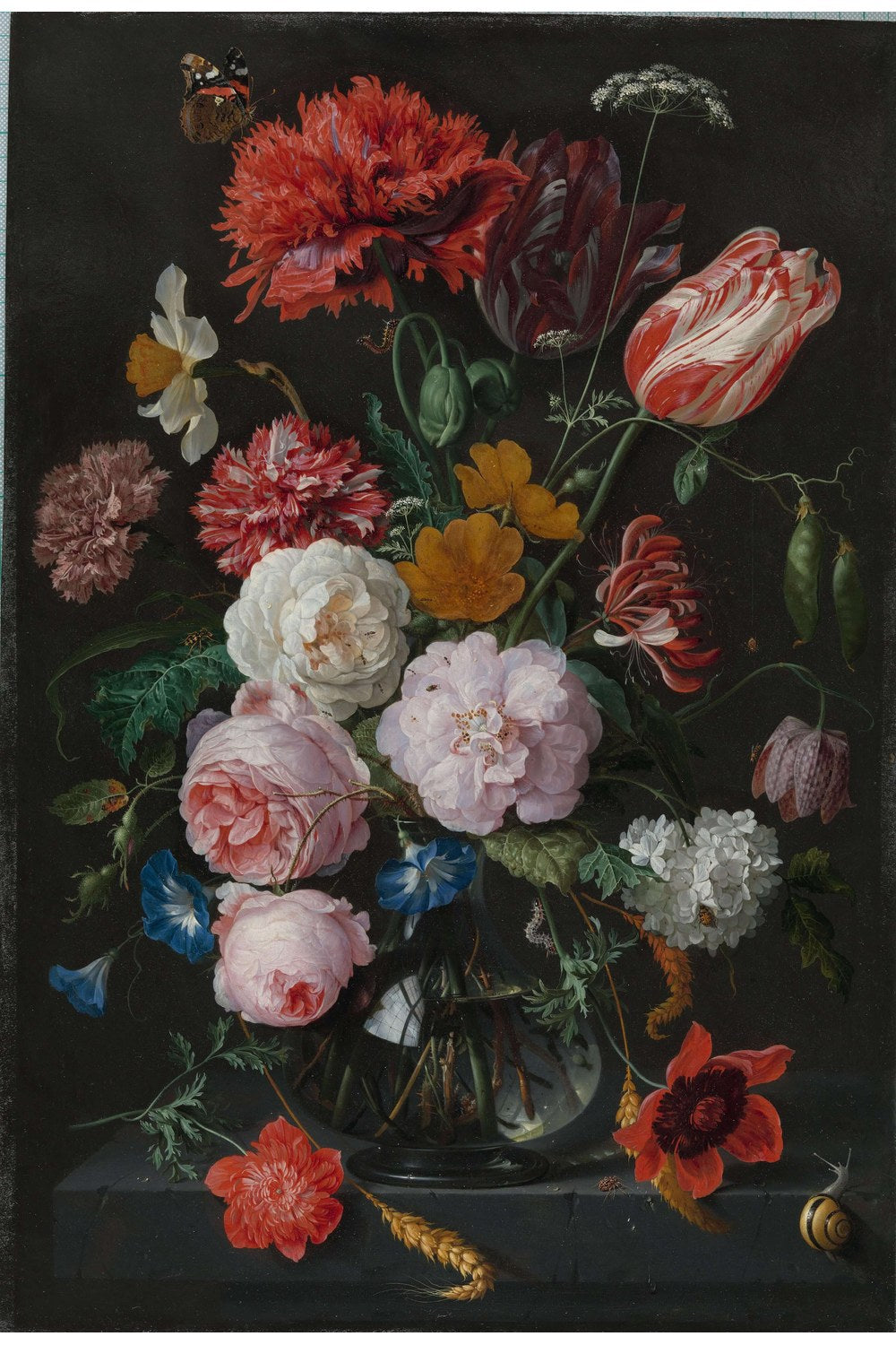 Jan Davidsz. De Heem - Cam Vazoda Çiçekler - 1