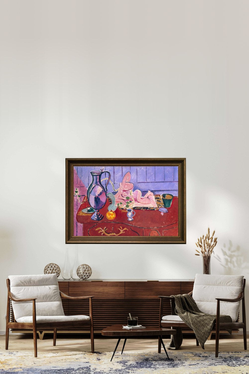 Henri Matisse - Pembe Heykel Ve Kırmızı Şifonyer Üzerinde Sürahi - 2