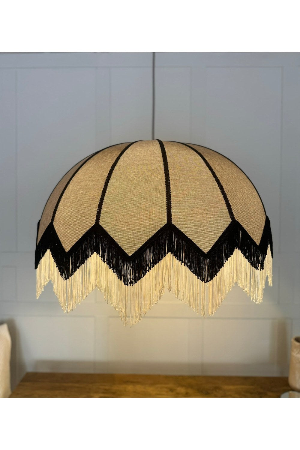 Lorenzo Şeritli Püsküllü Kumaş Avize - 0