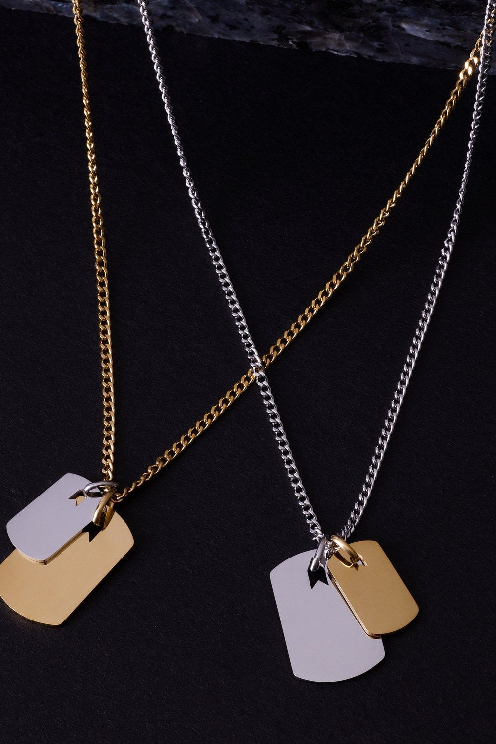 Plaka Detaylı Kolye, Gold - Gümüş - 3