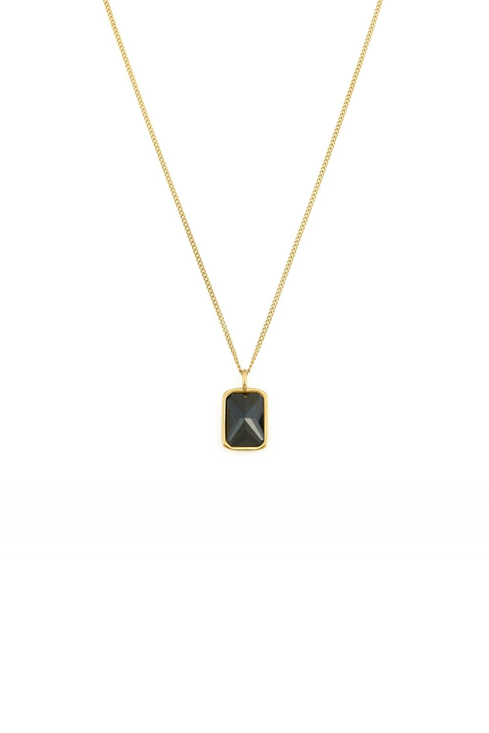 Zirkon Taşlı Kolye, Siyah - Gold - 0