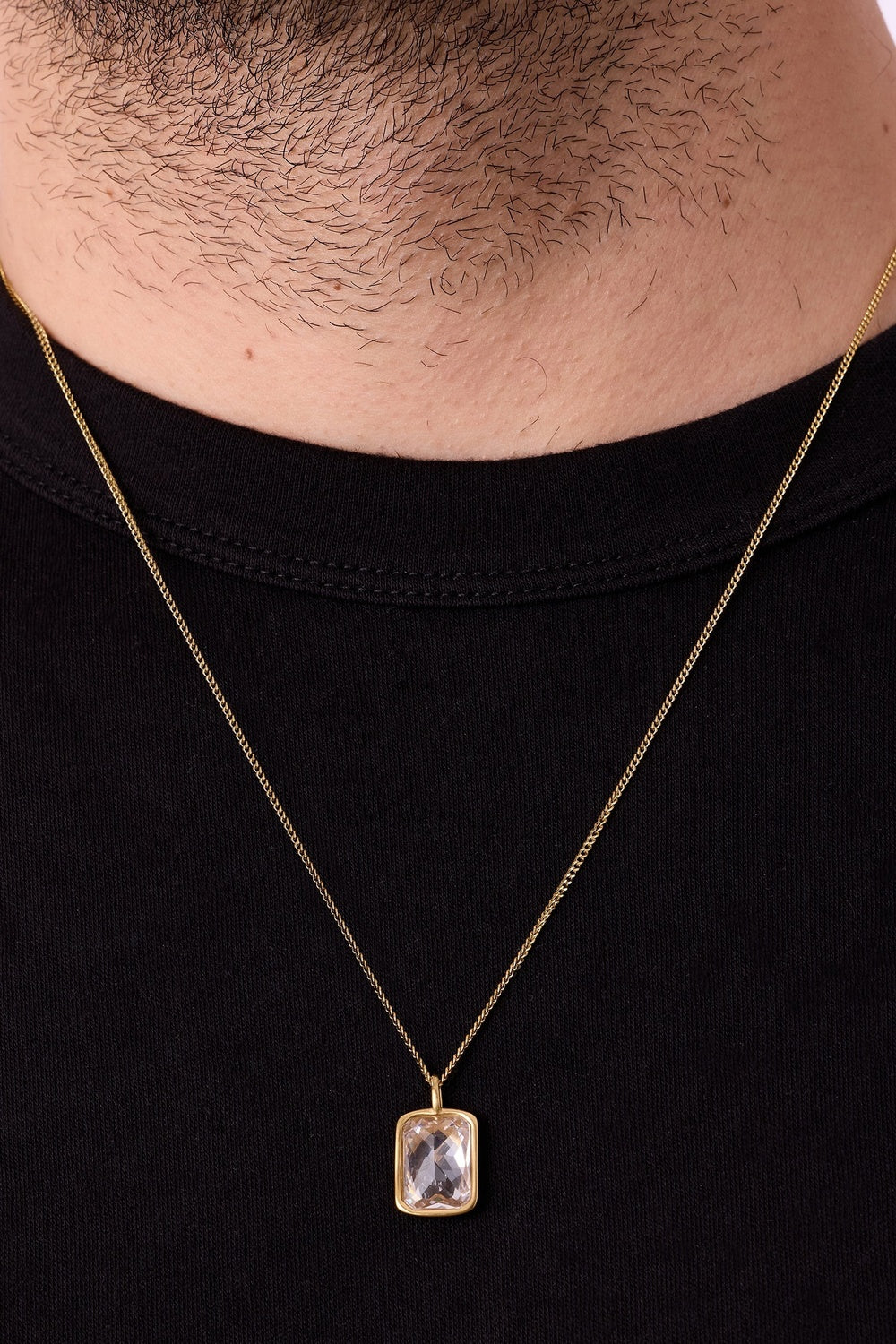 Zirkon Taşlı Kolye, Beyaz - Gold - 3
