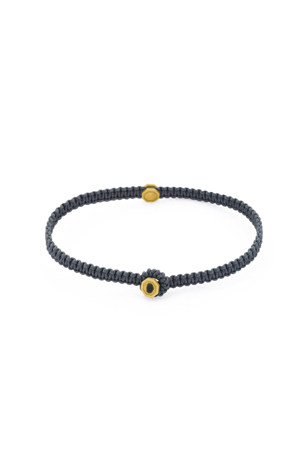 Sekizgen Detaylı Makrome Bileklik, Gri - Gold - 1