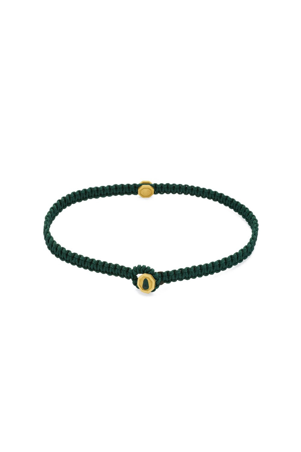 Sekizgen Detaylı Makrome Bileklik, Yeşil - Gold - 1