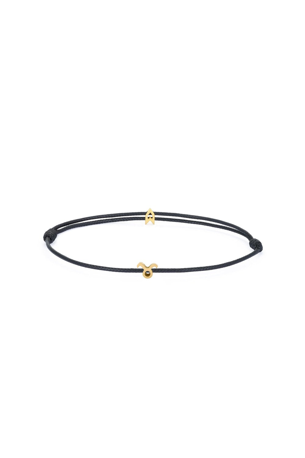 Burç Sembollü Ayarlanabilir Bileklik, Siyah - Gold - 7