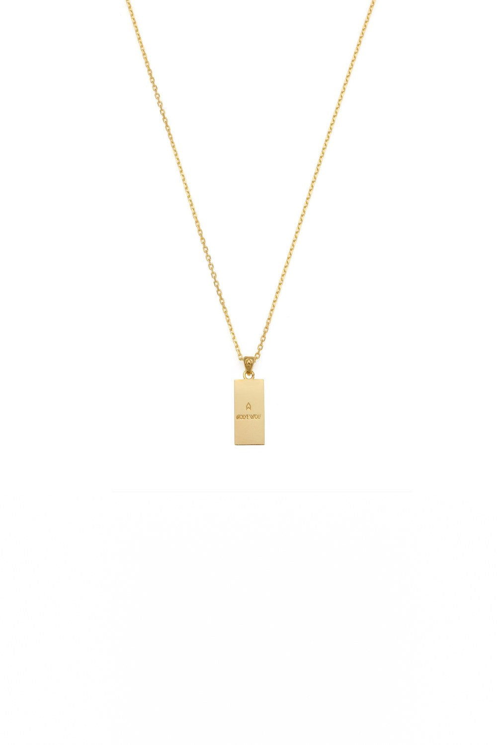 Mineli Sekizgen Plaka Kolye, Siyah - Gold - 1