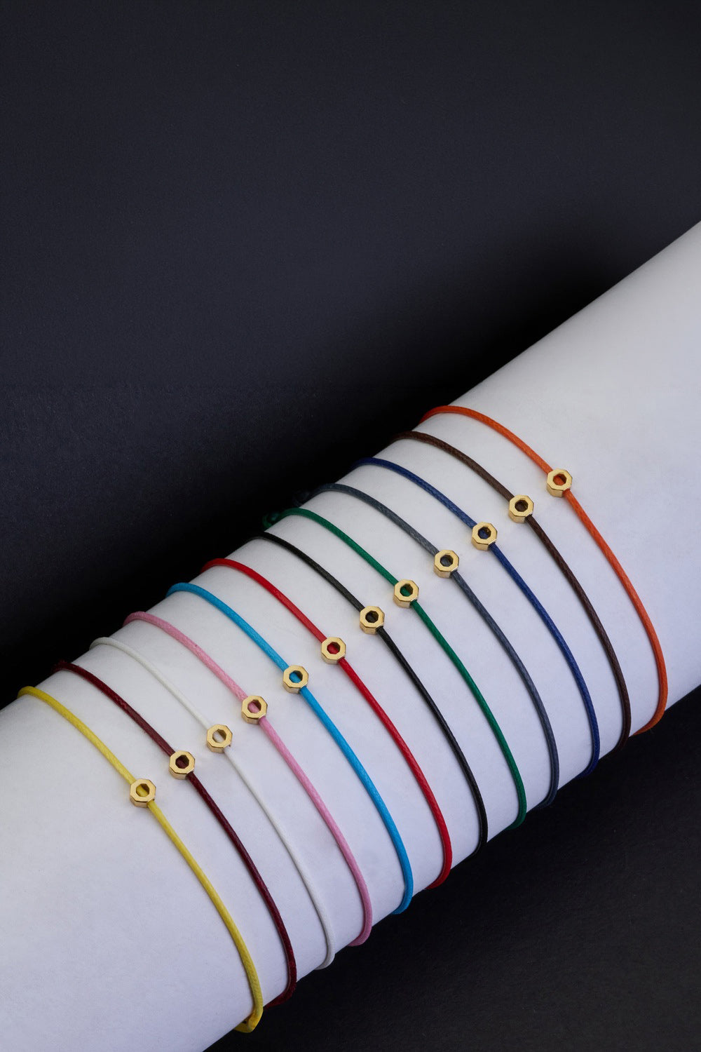 Sekizgen Detaylı Ayarlanabilir Bileklik, Pembe - Gold - 2