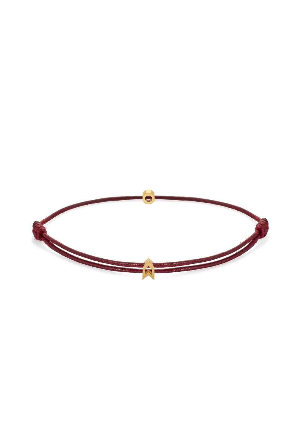 Sekizgen Detaylı Ayarlanabilir Bileklik, Bordo - Gold - 1