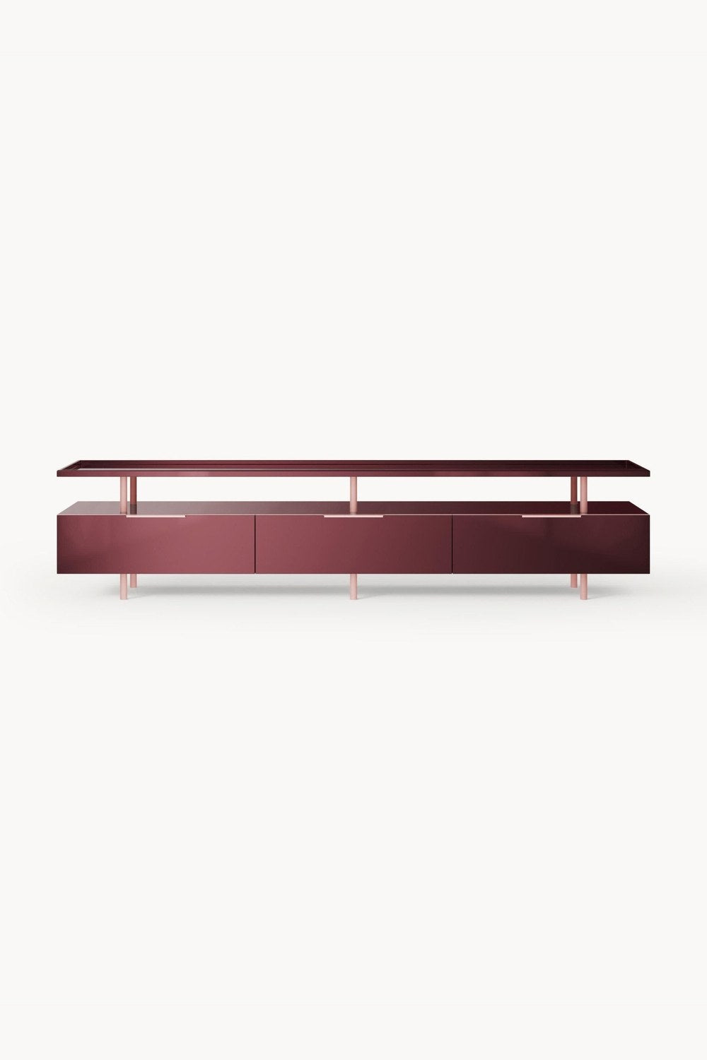 Lennie Yüksek Parlaklıkta Modern Tv Ünitesi 200 Cm - Şarap Kırmızısı - 2
