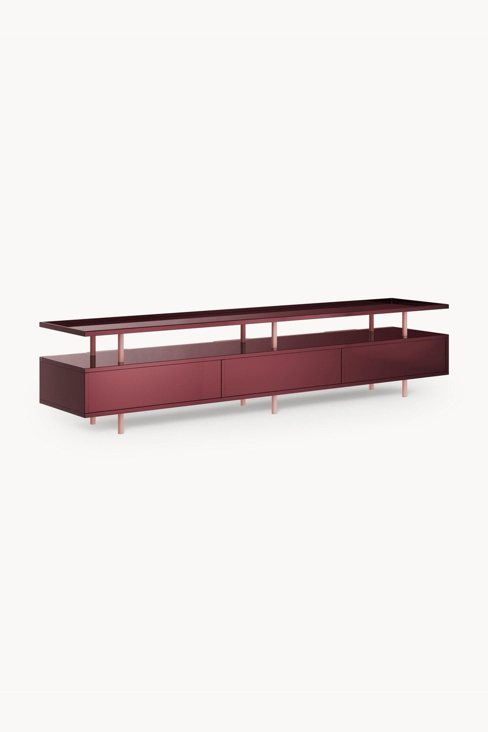 Lennie Yüksek Parlaklıkta Modern Tv Ünitesi 200 Cm - Şarap Kırmızısı - 4