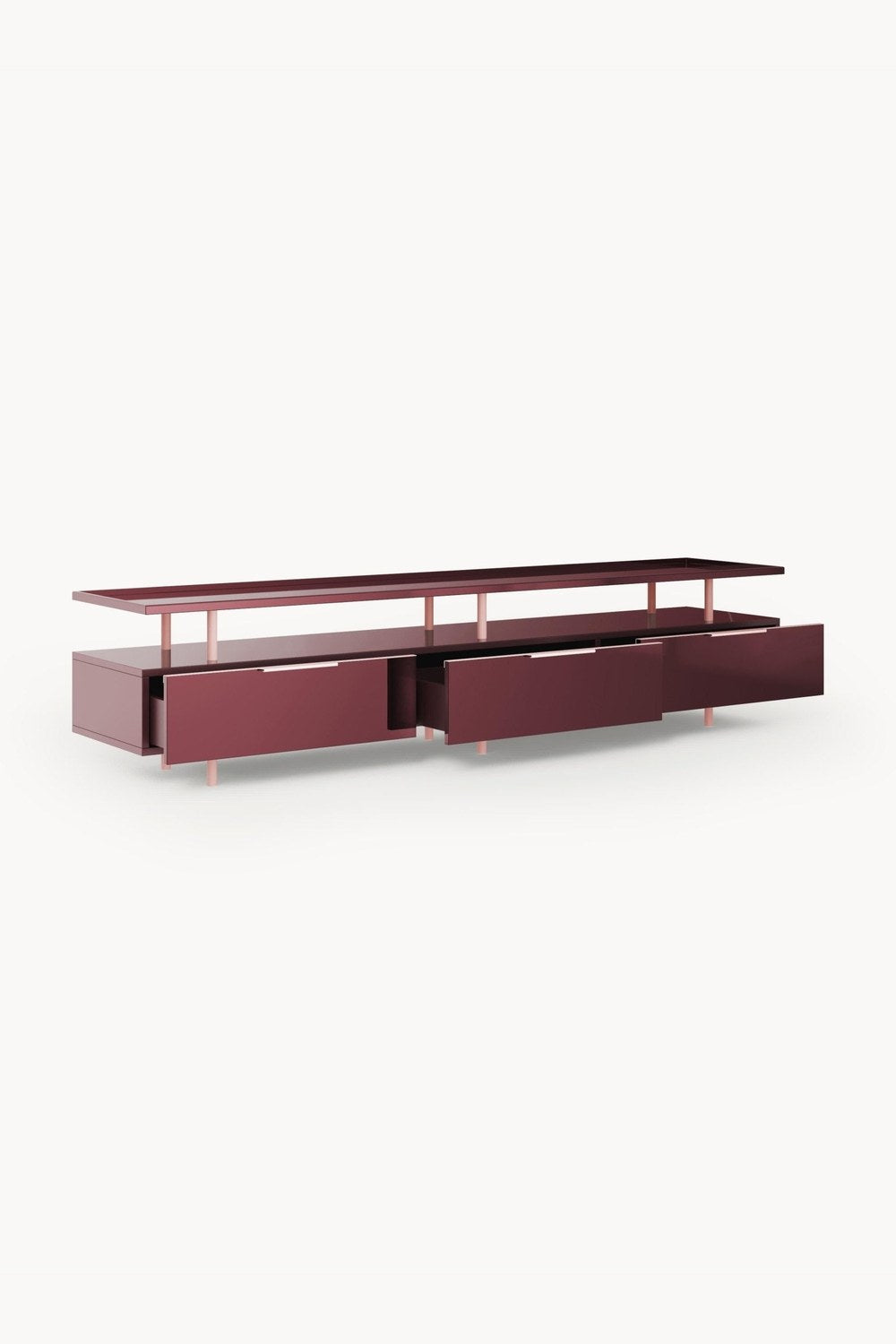 Lennie Yüksek Parlaklıkta Modern Tv Ünitesi 200 Cm - Şarap Kırmızısı - 5