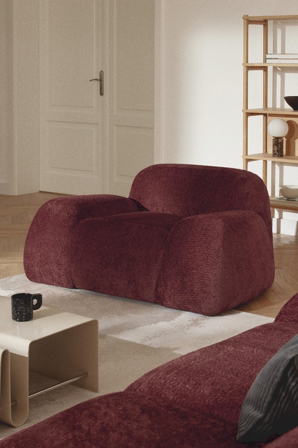 Wolke Teddy Bouclé Lounge Koltuğu, Bordeaux - 1