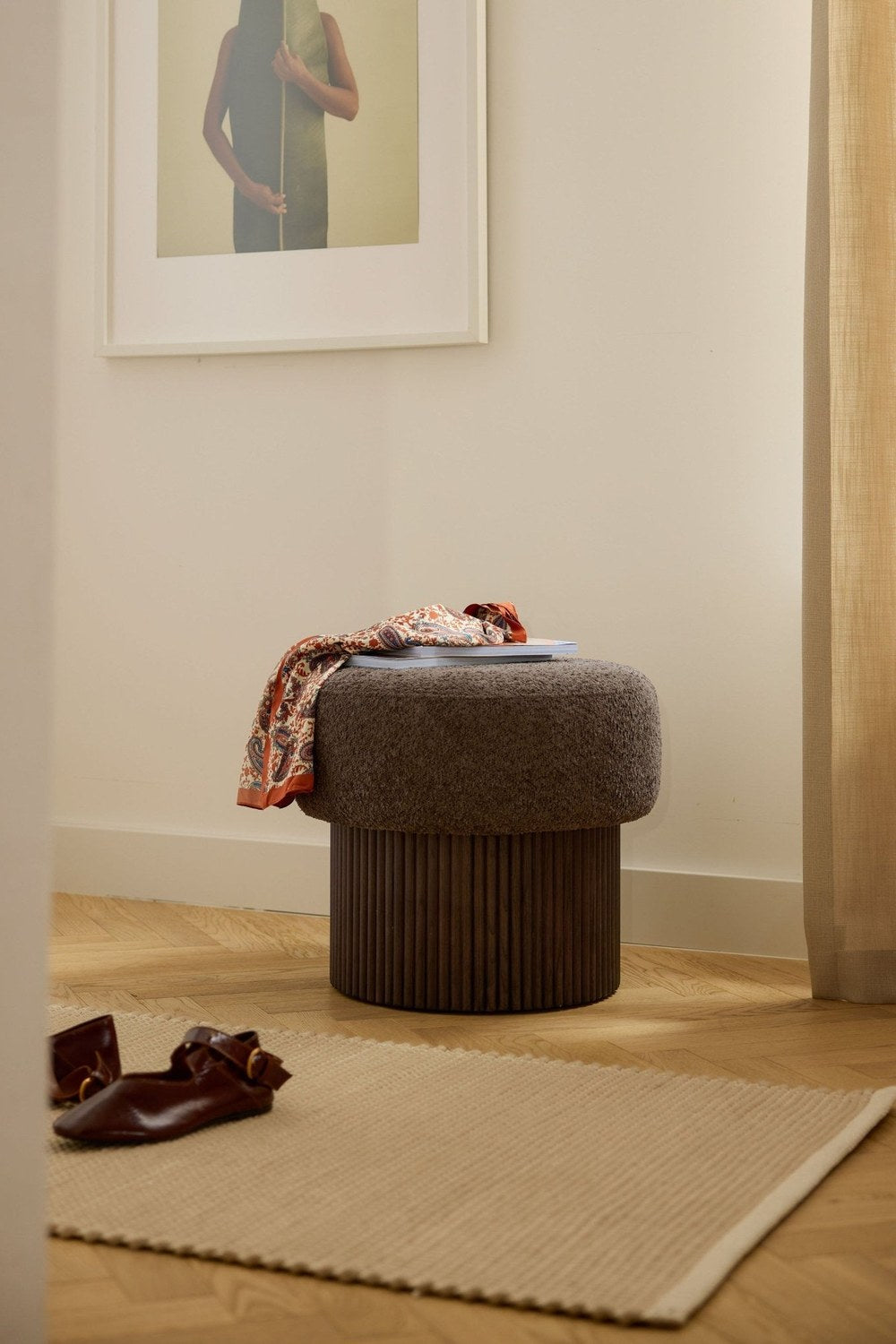 Nala Modern Saklama Alanlı Yuvarlak Puf 50 Cm - 1
