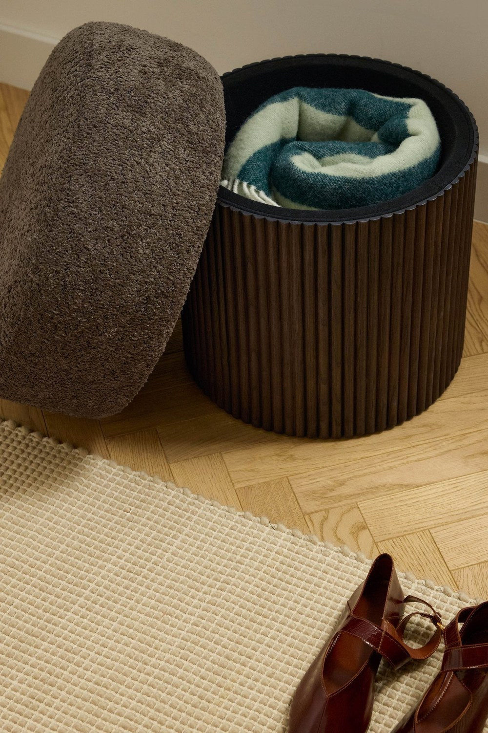 Nala Modern Saklama Alanlı Yuvarlak Puf 50 Cm - 5