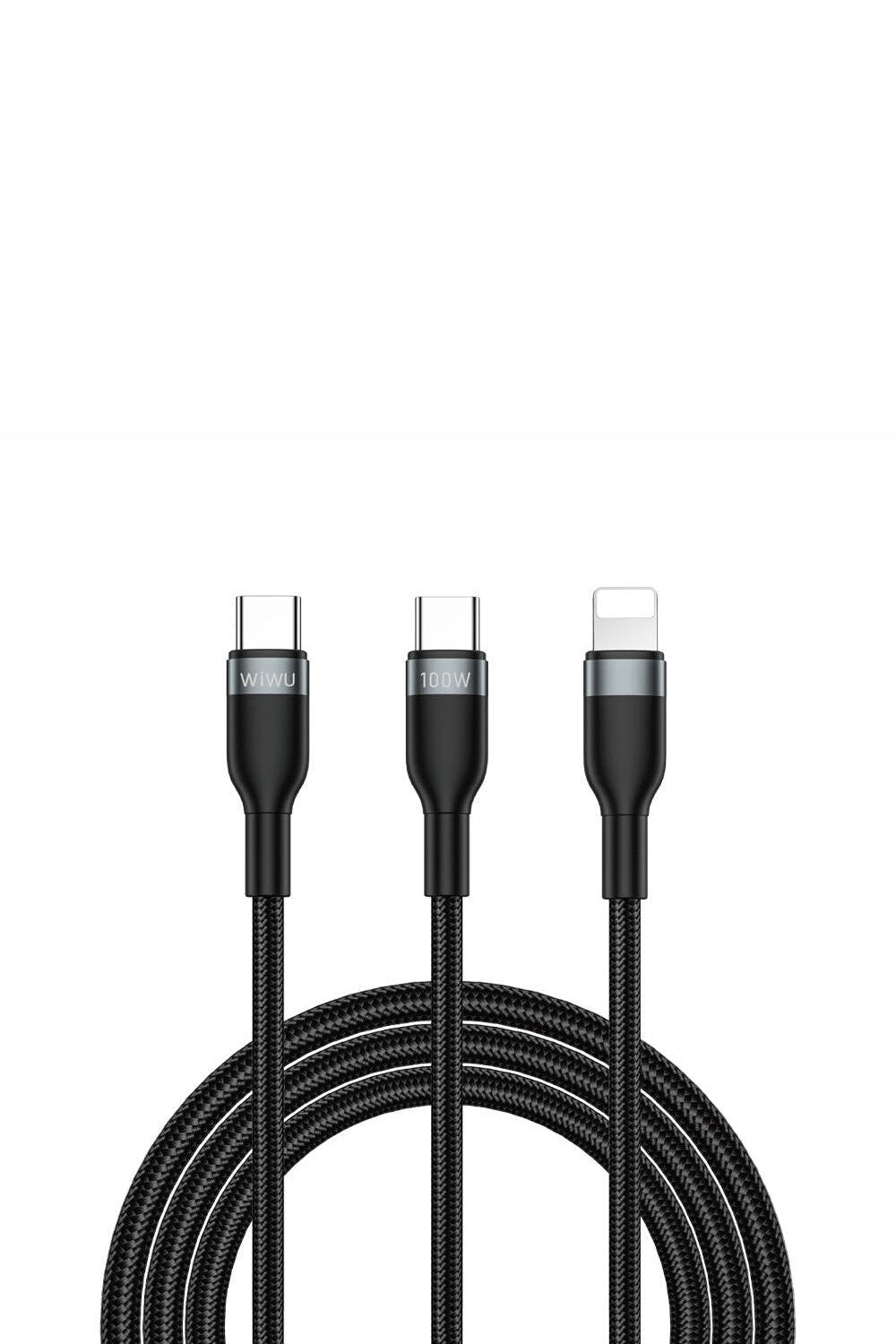 Concise Wi-C029 2'si 1 Arada Type-C - Lightning Pd Şarj Kablosu, 100 W, 1,2 M - 0