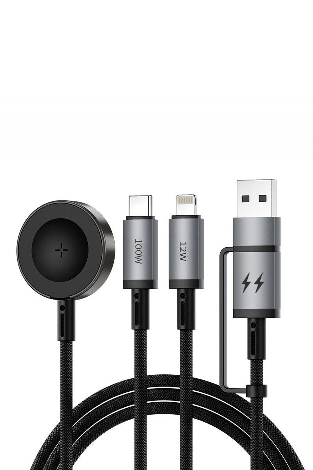 Legend Wi-C050 3'ü 1 Arada Usb-A Ve Type-C - Lightning, Type-C Ve Akıllı Saat Şarj Kablosu, 100 W, 1,2 M - 0