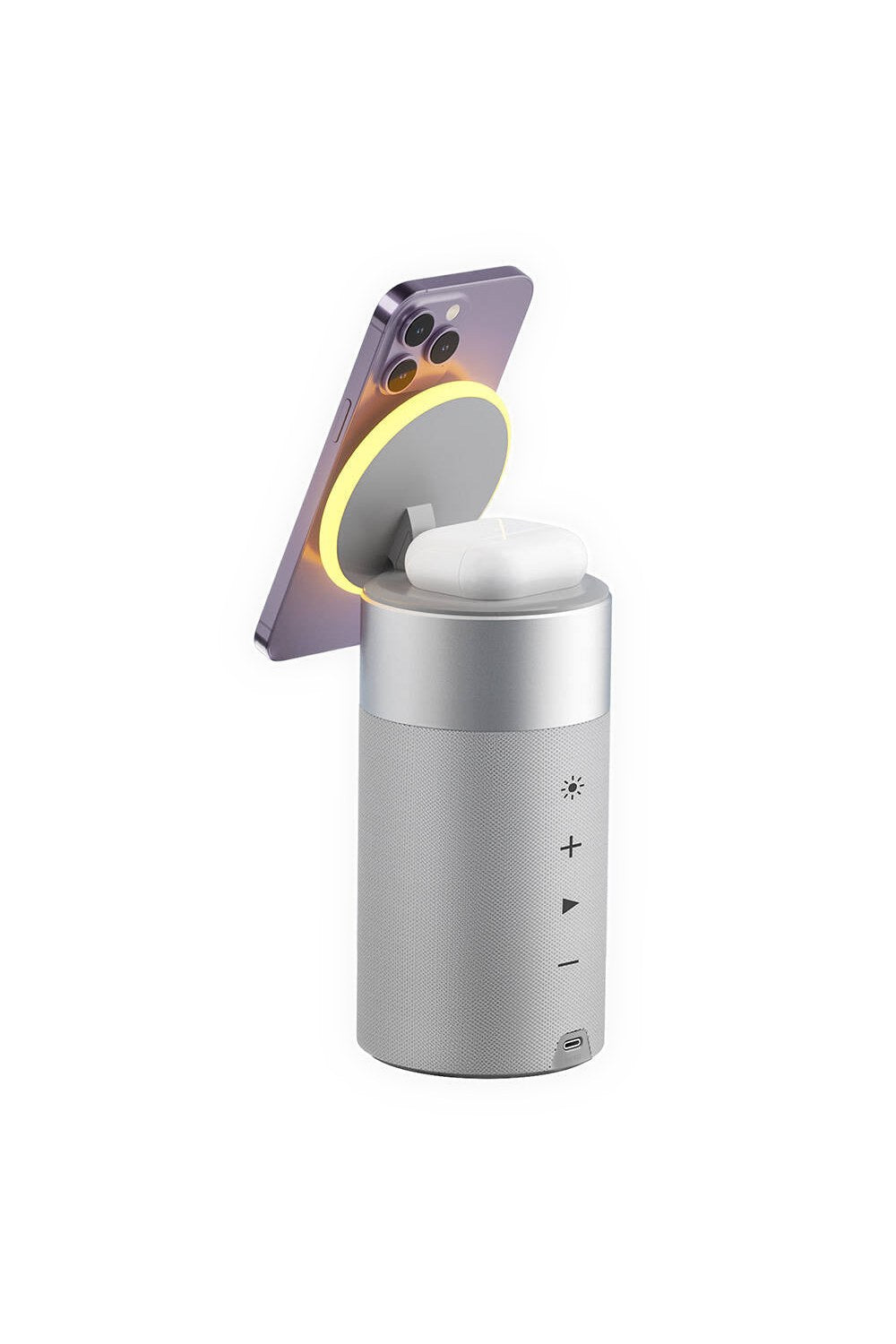 Wi-W022 Ambiyans Işıklı Kablosuz Şarj Standlı Bluetooth Hoparlör - 2