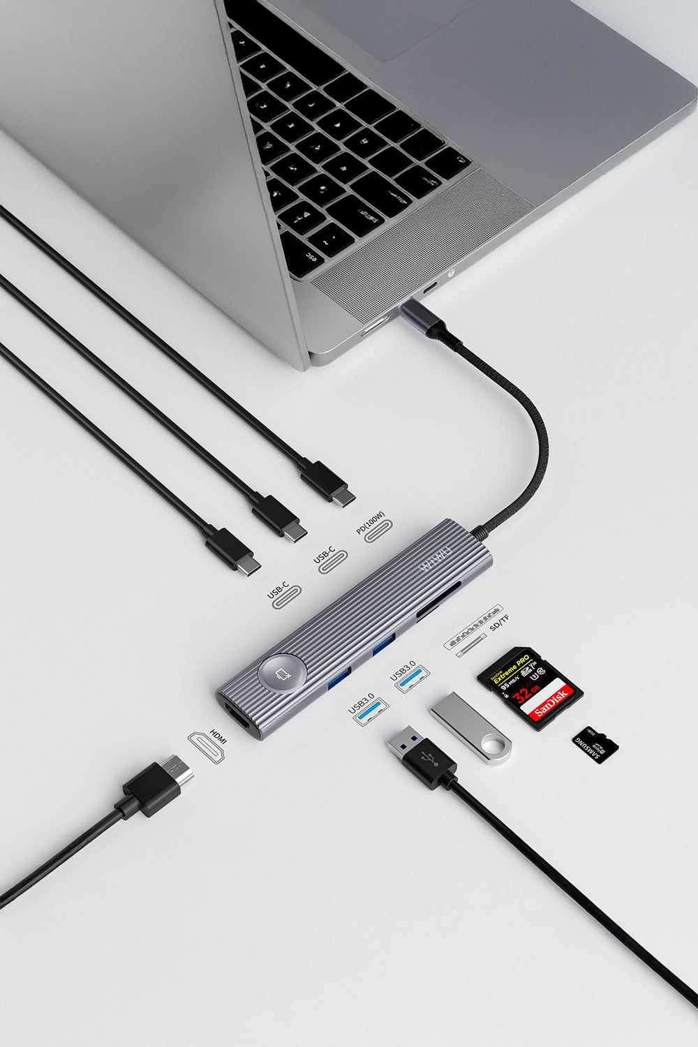 Travel Wi-Hb8001 8'i 1 Arada Hdmi 4k 60 Hz 100 W Pd Type-C Hub - 3