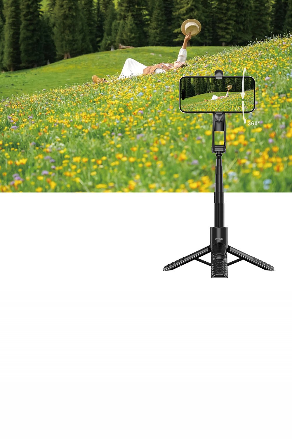 Wi-Se014 Manyetik 360° Dönebilen Kumandalı Selfie Çubuğu Ve Tripod - 4