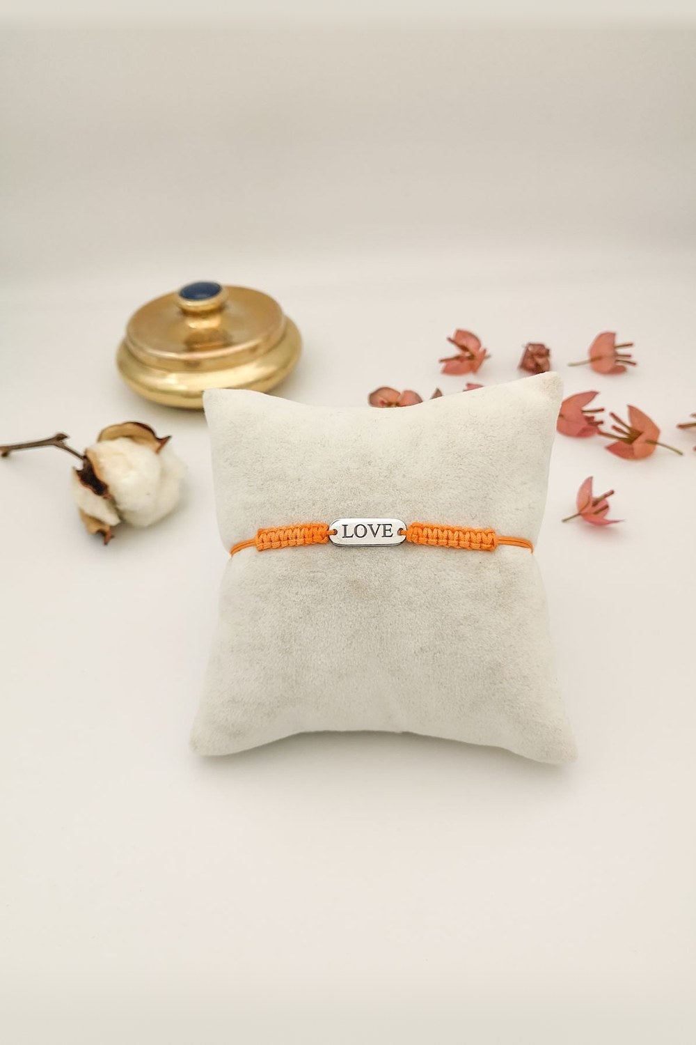’’Love’’ Motto Gümüş Turuncu Bileklik - 0