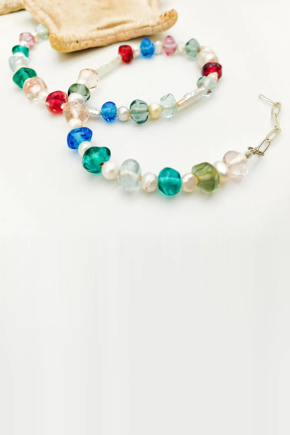 Murano Cam Ve İnci Choker Kolye - 3