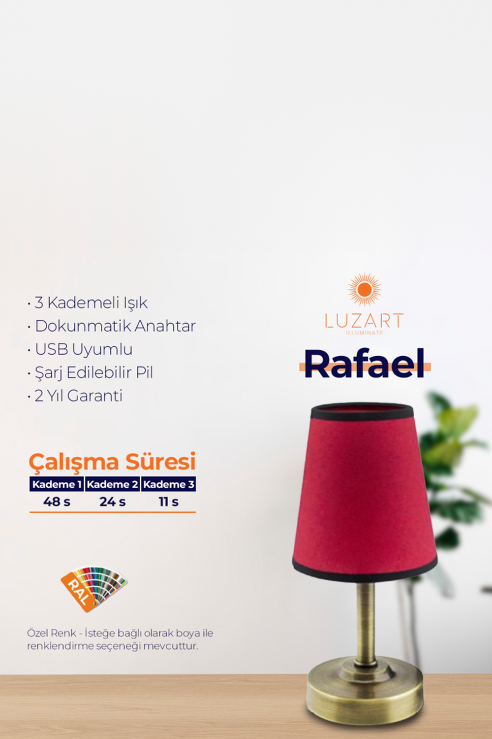 Rafael Manyetik Şarj Kasetli Masa Lambası - 2