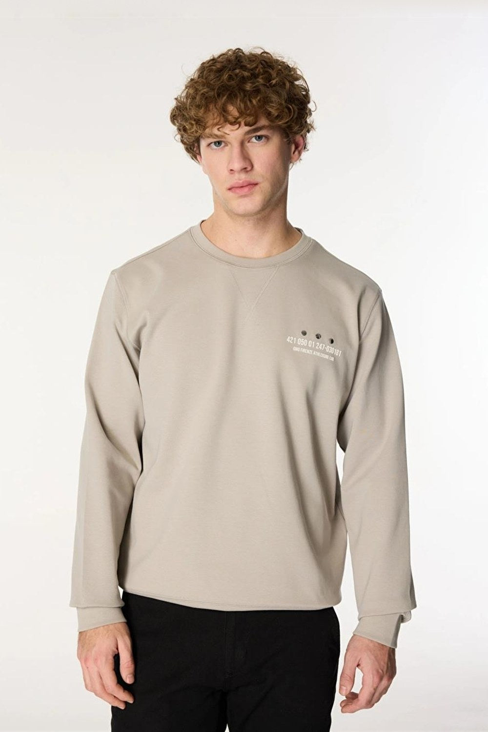 Bisiklet Yaka Sol Göğüs Üzeri Baskılı Erkek Sweatshirt - 2