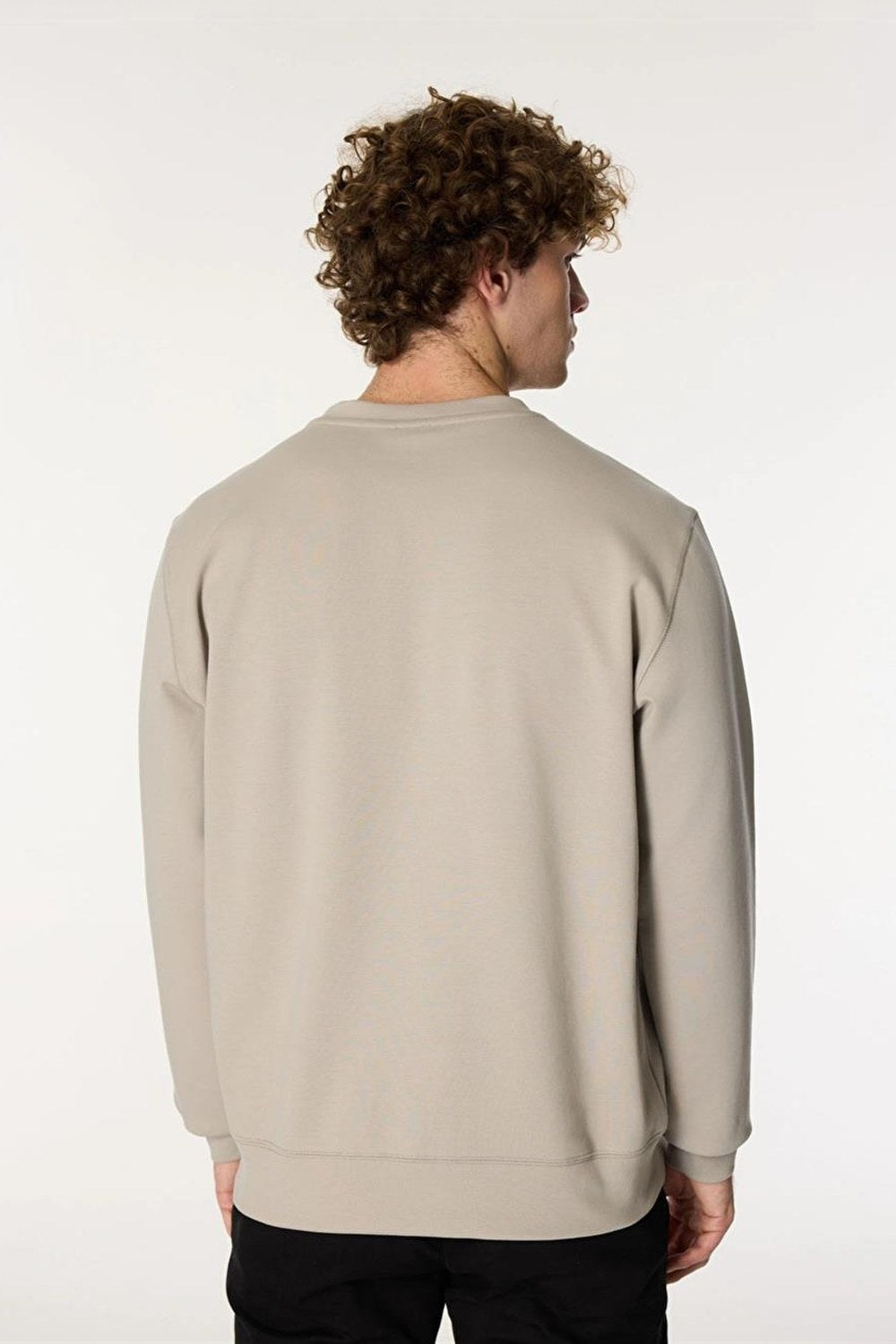 Bisiklet Yaka Sol Göğüs Üzeri Baskılı Erkek Sweatshirt - 4