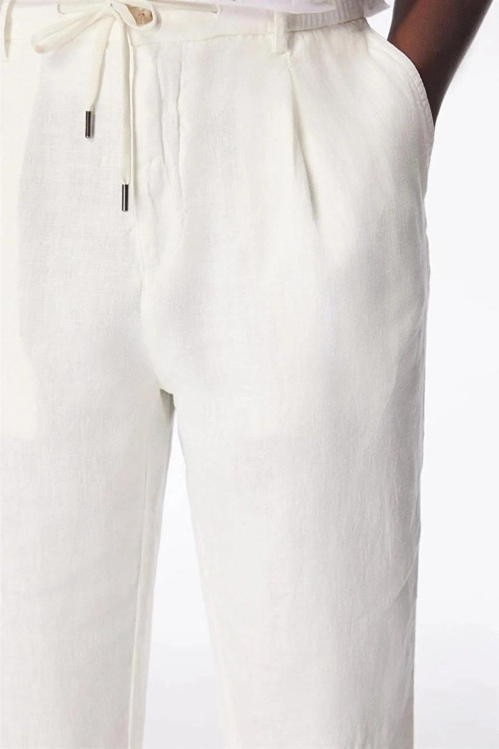 Arkası Torba Cepli %100 Keten Regular Erkek Pantolon - 1
