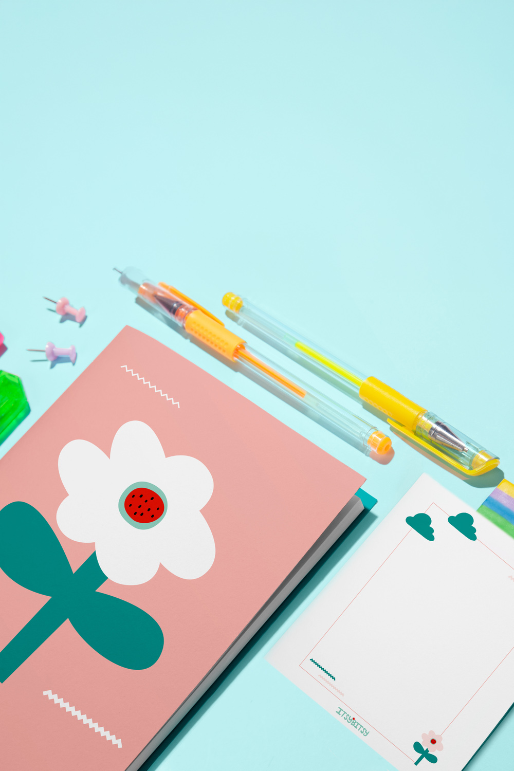 Big Flower Defter Ve Notluk Seti - Pembe - 0