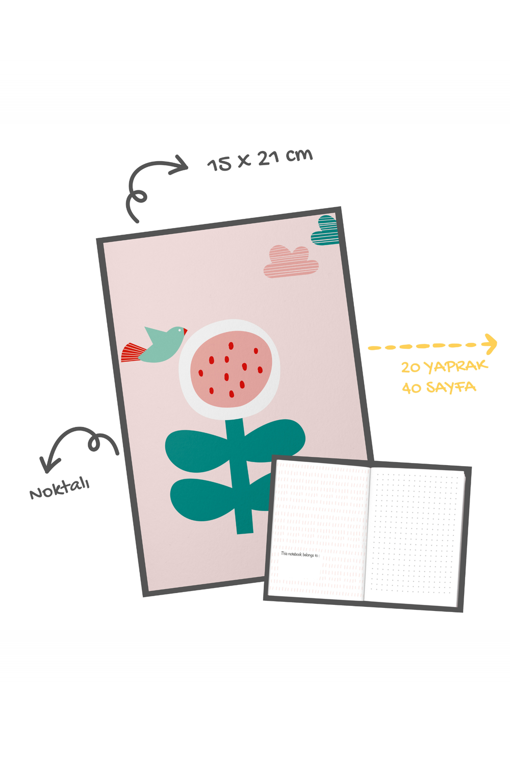 Amulet Defter Ve Notluk Seti - Pembe - 4