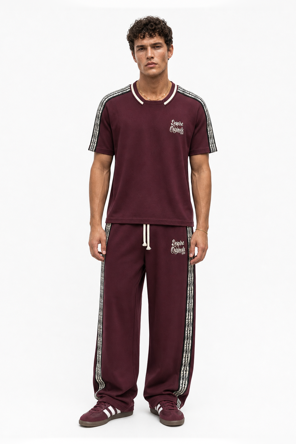 Erkek Originals Şerit Detaylı Regular Fit Eşofman Takımı Bordo - 0