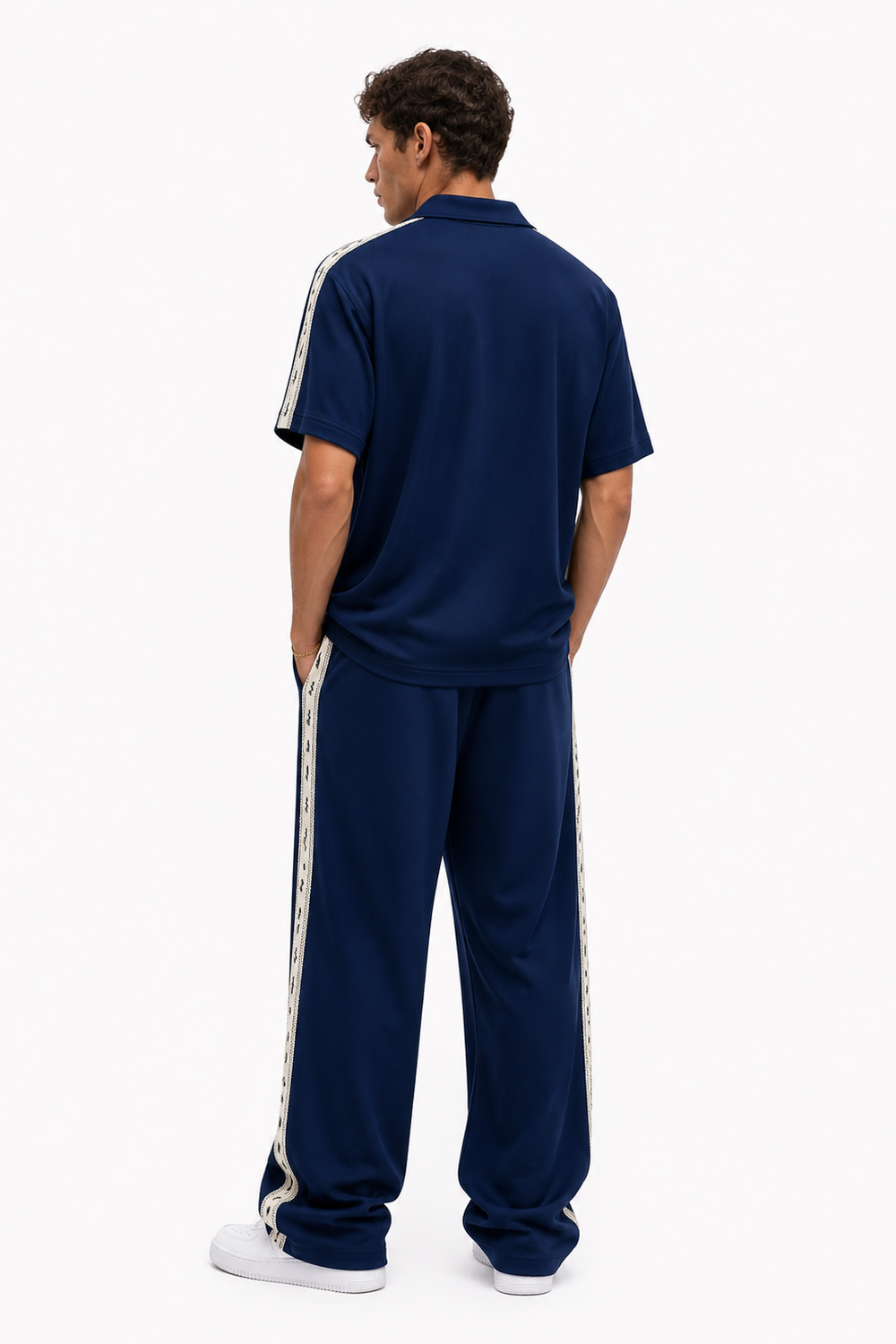 Erkek Şerit Detaylı Regular Fit Eşofman Takımı Lacivert - 3