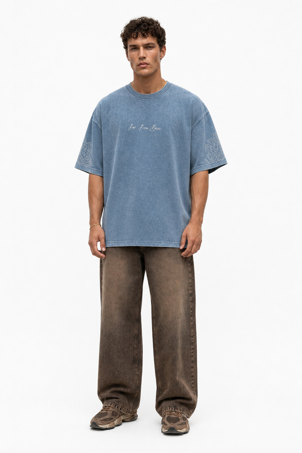 Erkek Far From Basic Yıkamalı Oversize T-Shirt Bebe Mavi - 1